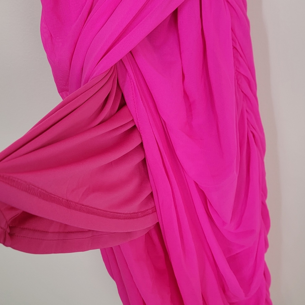 NWT Rare London drape corset midi dress in hot pink size 8 - Picture 9 of 13